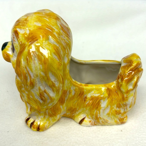 Vintage 6” ceramic hand painted Pekingese shaped planter made in Japan - Picture 9 of 10
